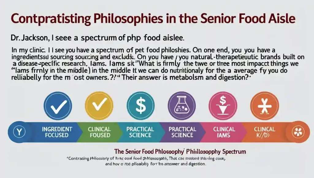 Iams Proactive Health Senior occupies the "Practical Science" middle ground, focusing on high-impact, research-backed nutrition that remains accessible.