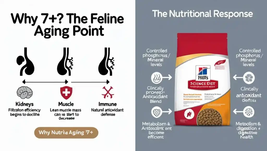 Graphic: Understanding the metabolic changes at age 7+ reveals why targeted senior nutrition, like Hill's Science Diet, is crucial for proactive health.