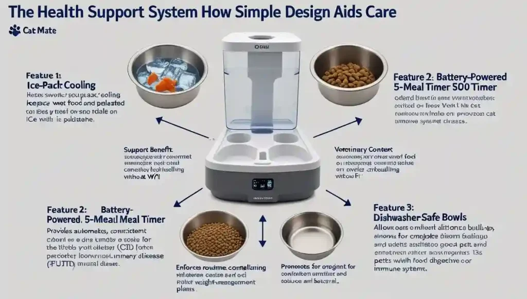 Cat Mate C500 Review: Finally, a Reliable Automatic Feeder for Wet Food (2026 Tested) 5 The Cat Mate C500's core features are not just conveniences; they are simple, reliable tools that align with foundational veterinary care principles for common feline health issues.