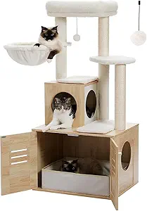 Cat Tree with Litter Box Enclosure 2026 — 5 Space-Saving 2-in-1 Towers 5 MUTTROS Cat Tree with Litter Box Enclosure